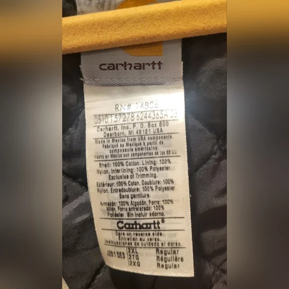 Carhartt Mens Full Zip Brown Workwear Canvas Hooded Utility Jacket Size 2XL - Picture 5 of 6